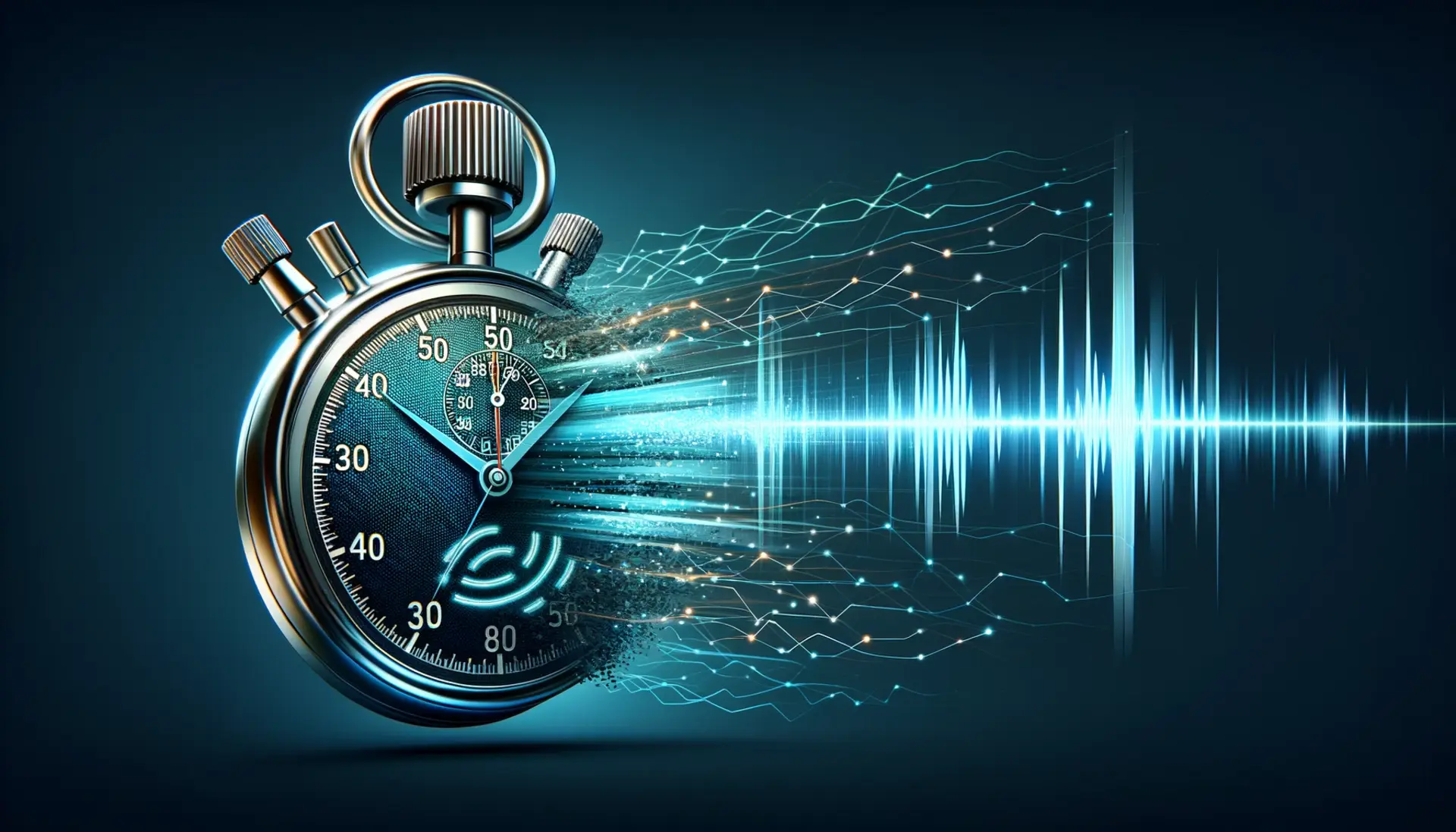 A stopwatch merging into a radio signal, symbolizing strategic timing and swift communication responses during emergencies.