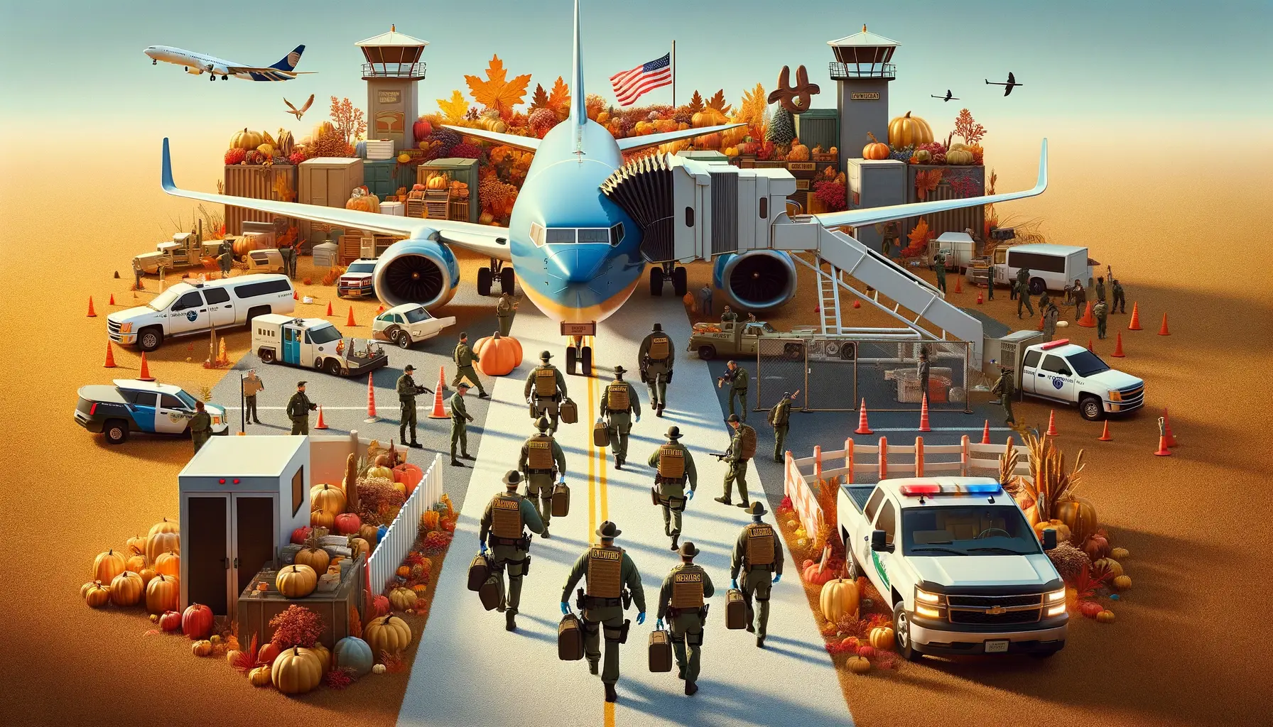 Air Marshals transitioning from an airplane to a border patrol environment